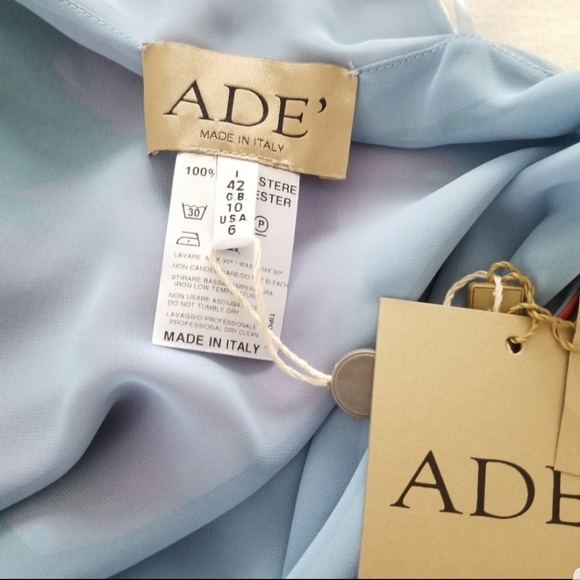 ADE' Floral Halter Asymmetric High Low Maxi Dress Size 6 Baby Blue Pink - Picture 3 of 9